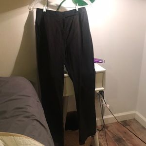 Black with small white striped trousers